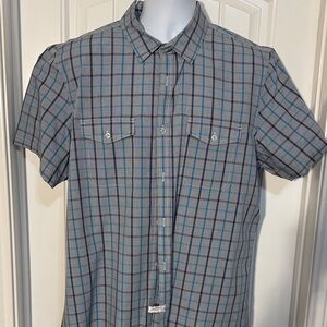 Apt. 9 Men's Gray and Blue Plaid Button Down Shirt